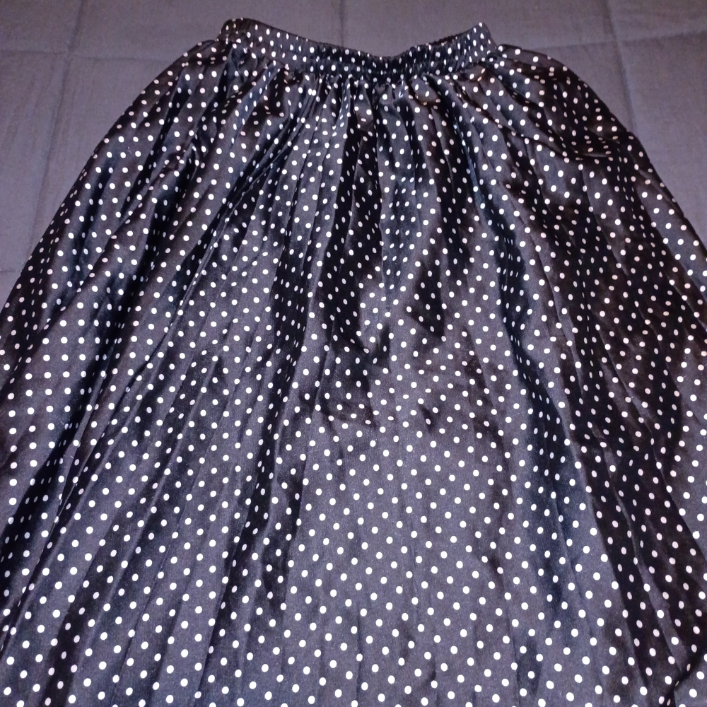 Monteau Black and White Polka Dot A-Line Skirt